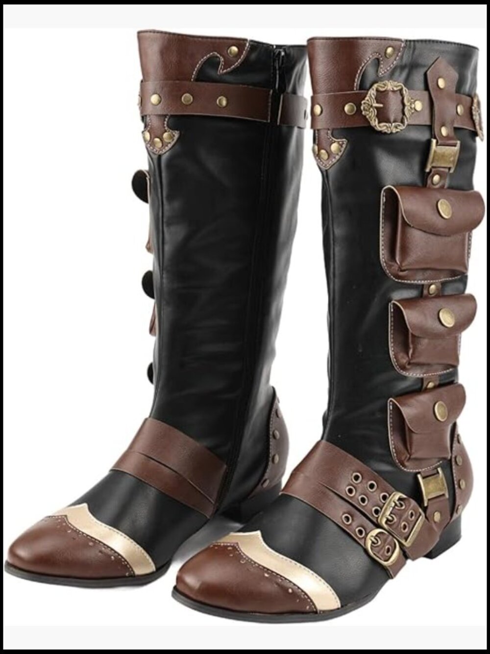 Medieval Pirate Knee High Boots Renaissance Steampunk Costume PU Leather